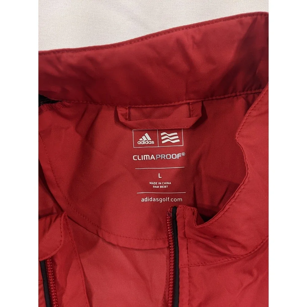 Adidas Golf Climaproof Red 1/4 Zip Short Sleeve Wind Jacket Oak Tree Golf Club L